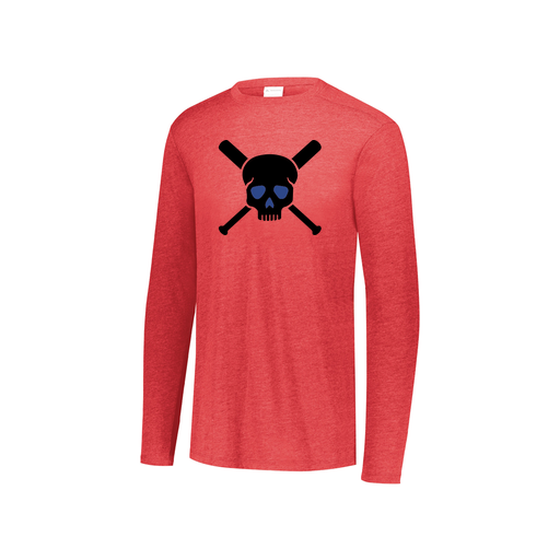 [FTLCUBRD-YS-LOGO3] Decker Youth Tri-Blend T-Shirt - Long Sleeve (Youth S, Red, Logo 3)